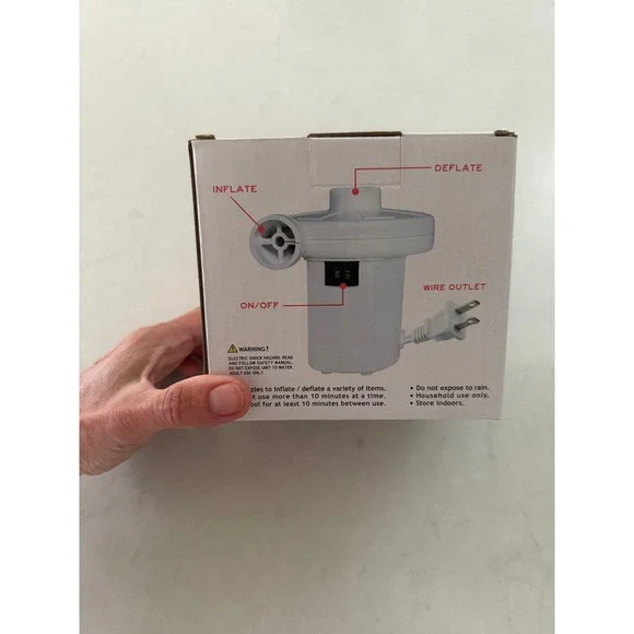 Electric Air Pump 120V AC Quick Fill Inflator Deflator with 3 Nozzles White - Picture 3 of 6